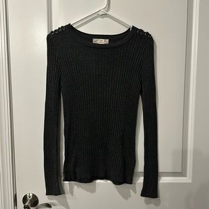 Pink Republic sweater with lace shoulder details